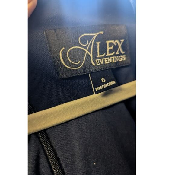 New Alex Evenings Navy blue formal ruched side gown sequined bodice size 6 - Picture 8 of 9
